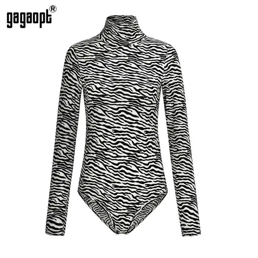 Gagaopt 2019 Leopard Sexy Bodysuit for Women Ladies Long Sleeve Snake Zebra Bodysuit Bodycon Skinny Playsuit Romper Jumpsuit pink bodysuit Bodysuits