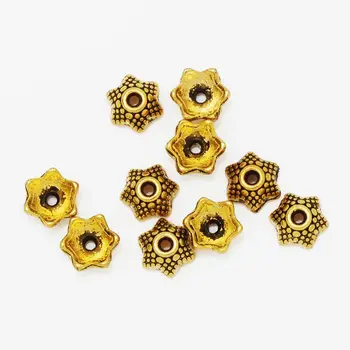 

100pcs/lot Flower Shaped Golden Bead Cap For Jewelry Findings Making, Alloy End Beads, 7mm-10041255
