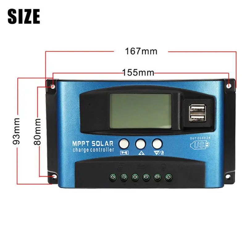 Регулятор MPPT солнечной панели Контроллер заряда 12 V/24 V автоматическая фокусировка отслеживания