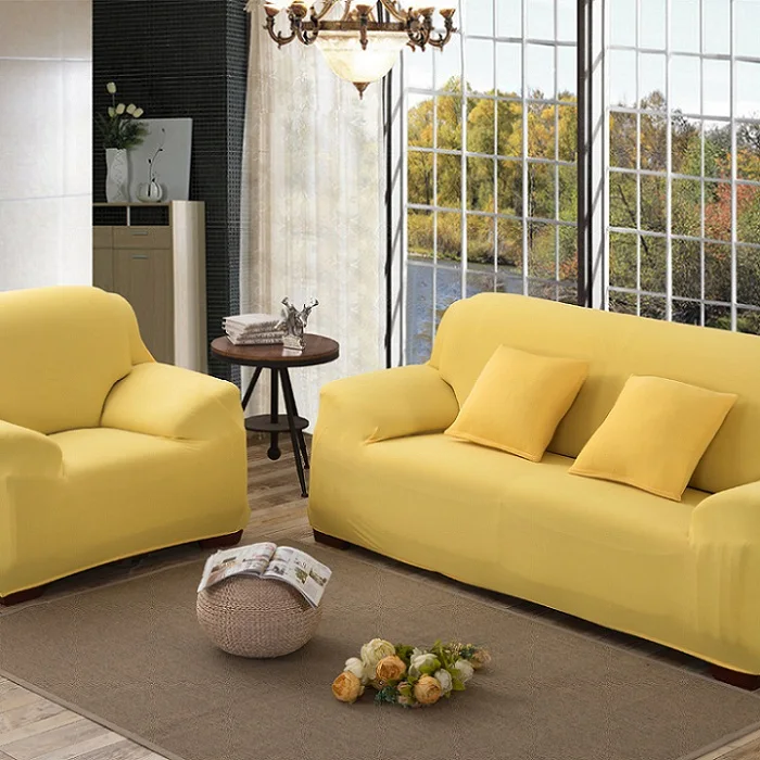 Секционные кушетки l-образный диван-кровать эластичный Универсальный Обёрточная бумага весь диван Чехол одноцветное Цвет 16 Цвет 1/2/3/4 местный - Цвет: yellow