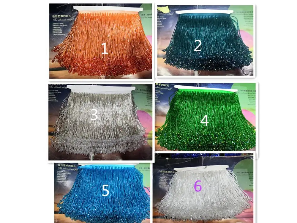 

Good looking top selling 5 yards beaded tassel fringe with stones JRB-7.0804 beads tube for dress decoration