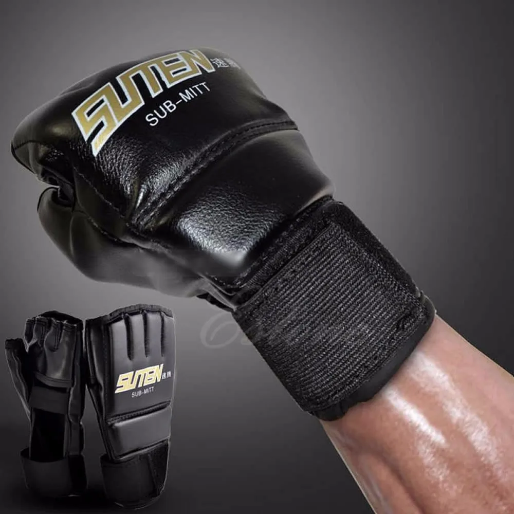 MMA Boxing Gloves Half Mitts Mitten Muay Training Punching Sparring Kickboxing