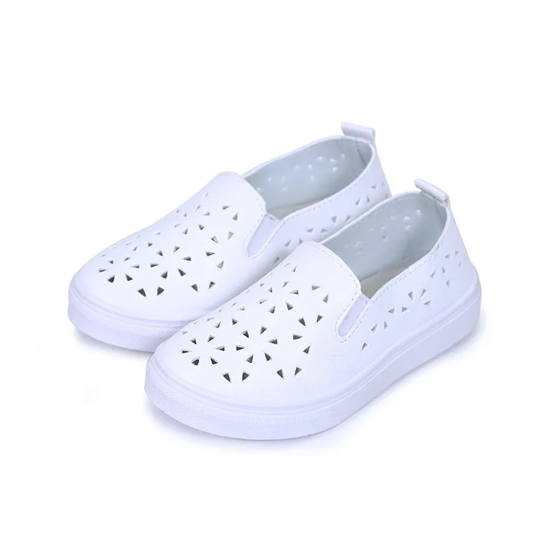

Kids Loafer Shoes 2019 Spring Summer Children Sneakers White Shoes Girl Hollow Out Kids Leather Flats Slip On Casual Shoes Boys