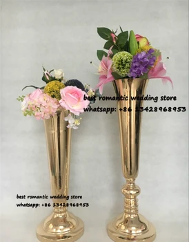 

10pcs/lot gold metal wedding table centerpiece weddng flower stand wedding road lead pillar