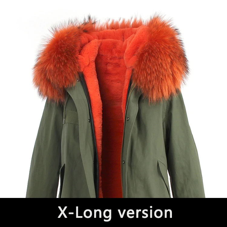 JAZZEVAR Новая парка зимняя женская мода X-Long большой натуральный енот мех пальто с капюшоном верхняя одежда натуральный цвет военная зимняя куртка - Цвет: color 17