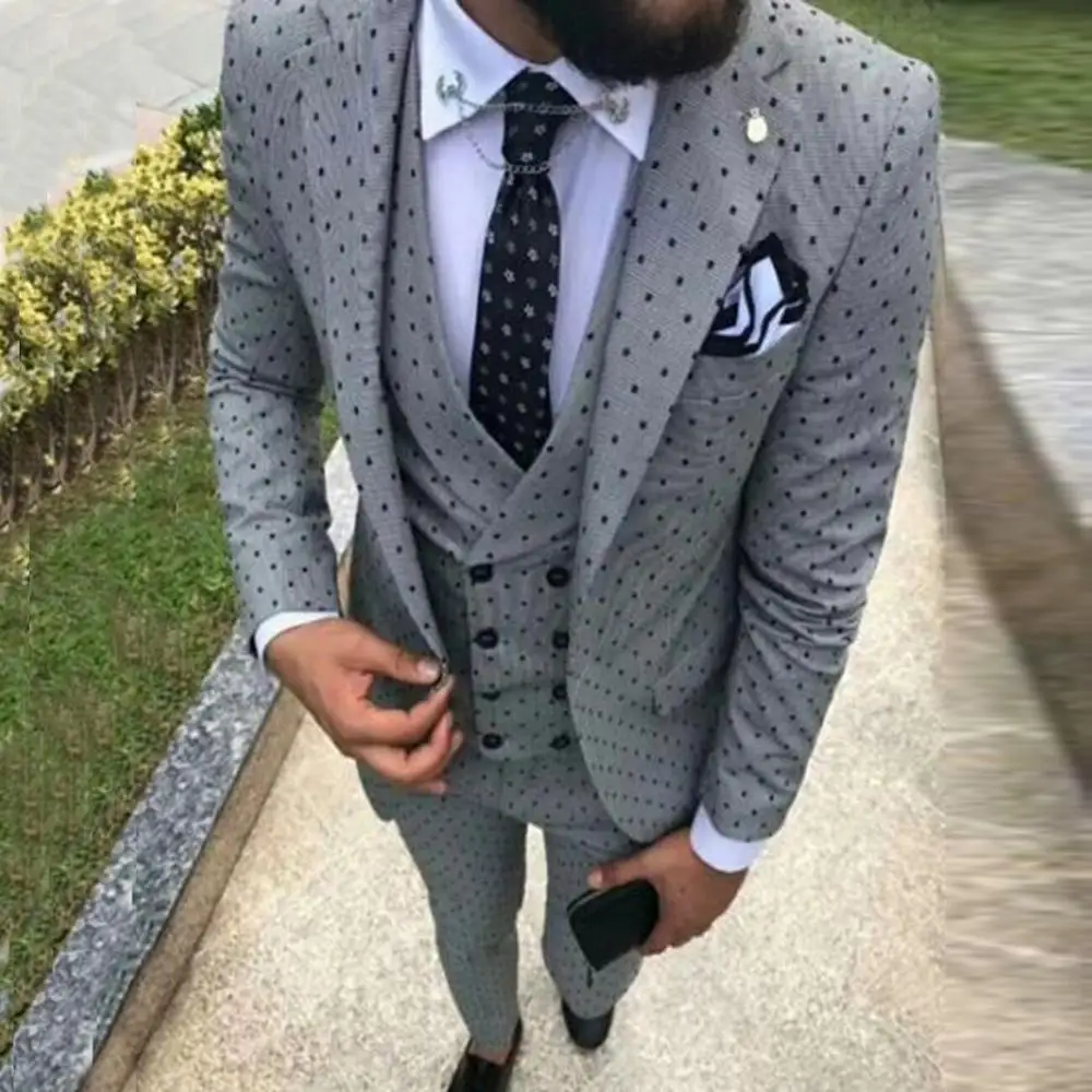 Mens suits Wave point Three Pieces Men Dress Suits Casual Commuter office business suits For Wedding(Blazer+Vest+Pants) Mens suits Wave point Three Pieces Men Dress Suits Casual Commuter office business suits For Wedding(Blazer+Vest+Pants)