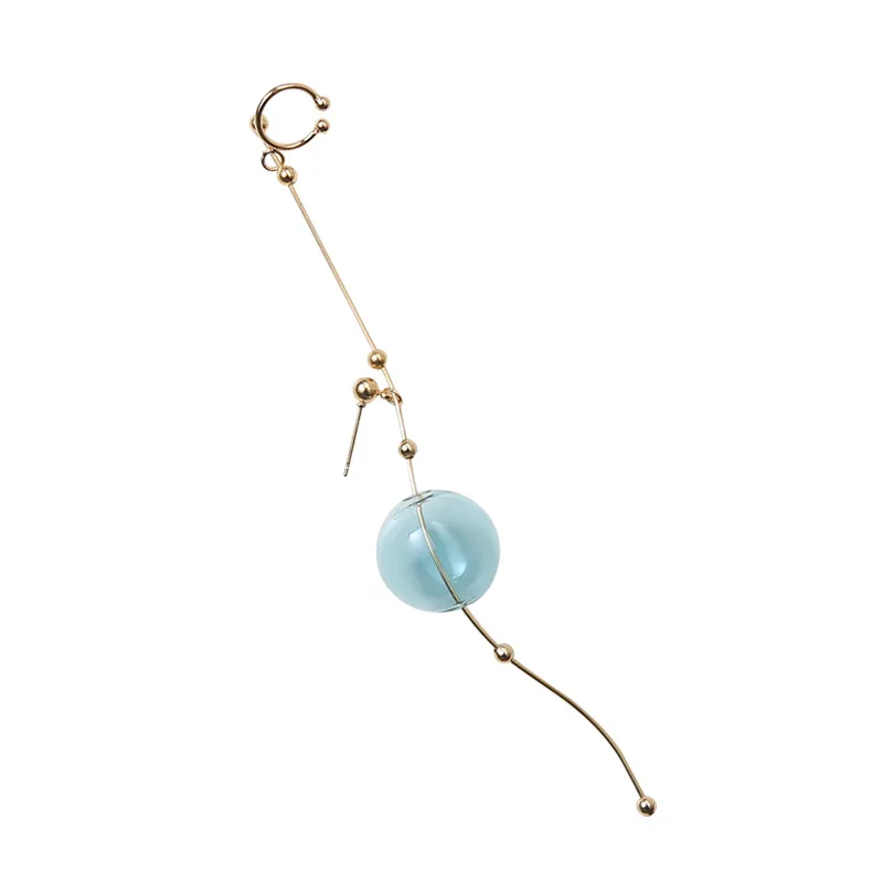 1 шт., трендовый дизайн, свисающие висячие серьги из голубого стекла для женщин, золотые длинные серьги с кисточками, ювелирное изделие, подарок