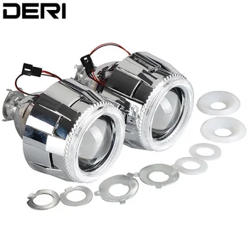 

2.5 inch 35W LHD HID Bi Xenon Projector Lens Headlight 6000k with CCFL White Angel Eye Silver Shroud H4 H7 Adapters Ballast
