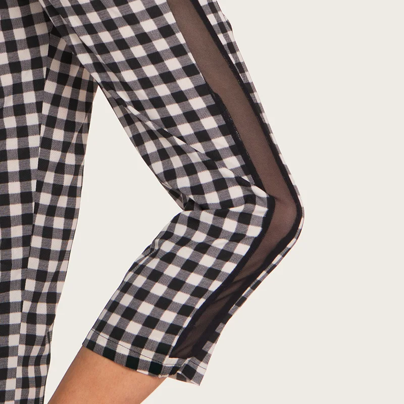 AcFirst Summer Cotton Black Women Fashion Long Pants Harem Pants High Waist Calf Length Female Pants Plaid Mesh Perspective AcFirst Summer Cotton Black Women Fashion Long Pants Harem Pants High Waist Calf Length Female Pants Plaid Mesh Perspective