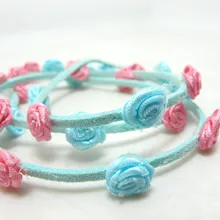 3/8 дюймов Розовая синяя отделка из искусственной замши рококо | Цветочная отделка | отделка для окантовки | изготовление аксессуаров | браслет-чокер DIY