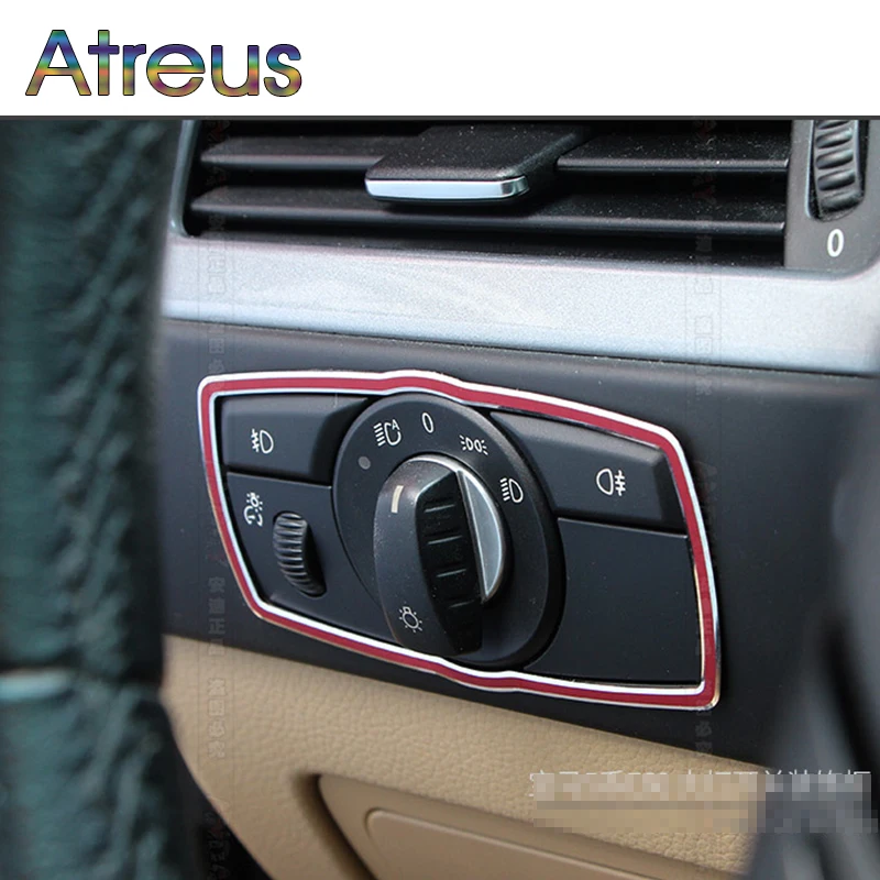 

Atreus 1pcs Aluminum Alloy Headlight switch Frame trim For BMW e60 Accessories 5 Series 2005-2010 Car Styling