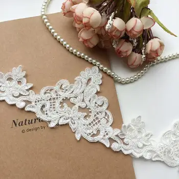 

retro elegant style bead cord lace trim, alencon lace trim, heavy bead cord lace for bridal veil, scalloped lace trimming 1 yard