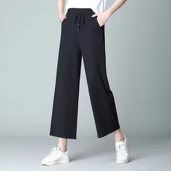 

Nonis Elastic High Waist Drawstring Wide Leg Loose Summer Spring Straight Women Pants Plus Size 6xl Stretch Trousers Casual 2019