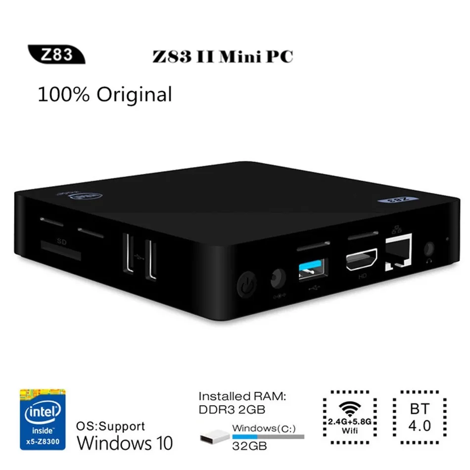 

Z83II Windows 10 Mini PC Intel Atom x5-Z8350 Quad Core 2G 32G 64G 2.4G 5.8G WiFi Smart Set Top Box Minipc