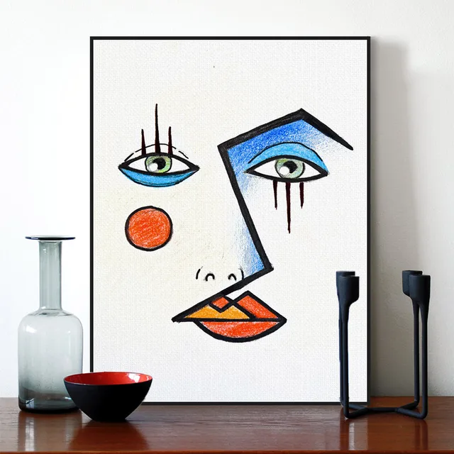 Moderne Minimalistische Abstract Gezicht Picasso Poster A4
