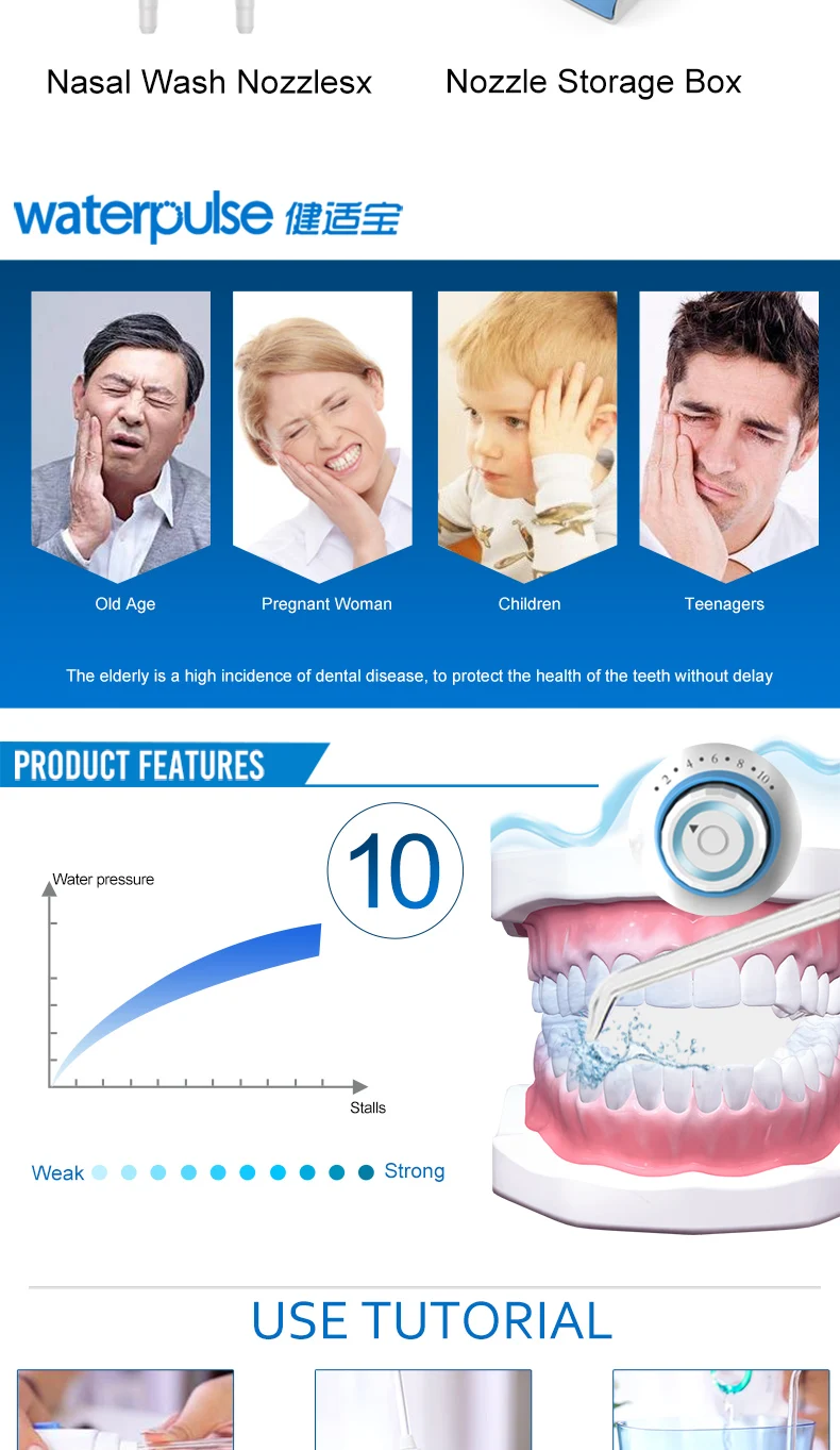 Waterpulse Dental Water Flosser Oral Irrigator Waterpick Dental Floss Water Irrigation Jet Dental Tooth Floss V300g 23