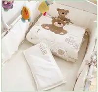 プロモーション! 7ピース刺繍ベビー寝具セットベビーベッド新生児ベッドリネン用女の子男の子、を含める(バンパー+布団+シート+枕)