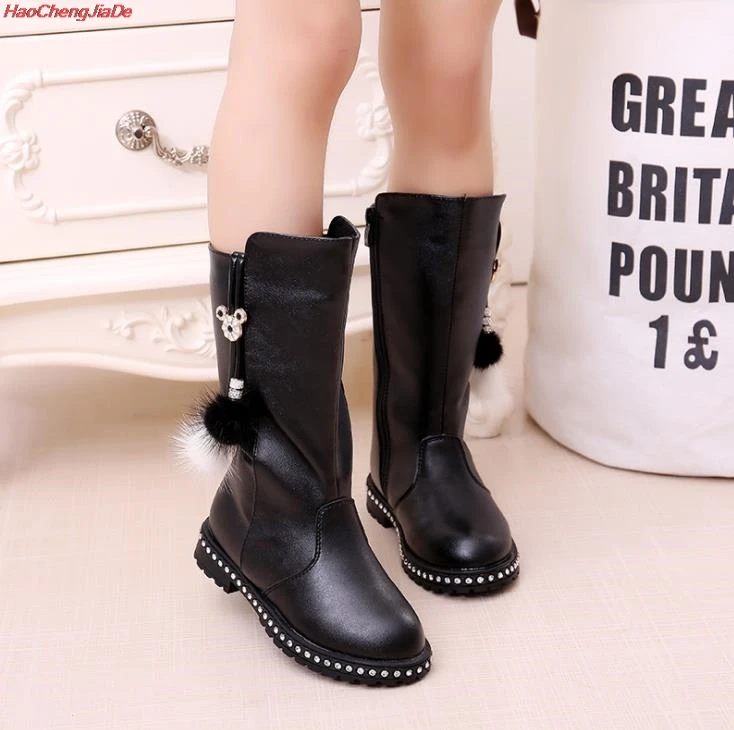 Baratos Nuevo grueso invierno niños botas de combate niñas niños botas de felpa niñas otoño botas altas niños invierno zapatos de nieve talla 27 37