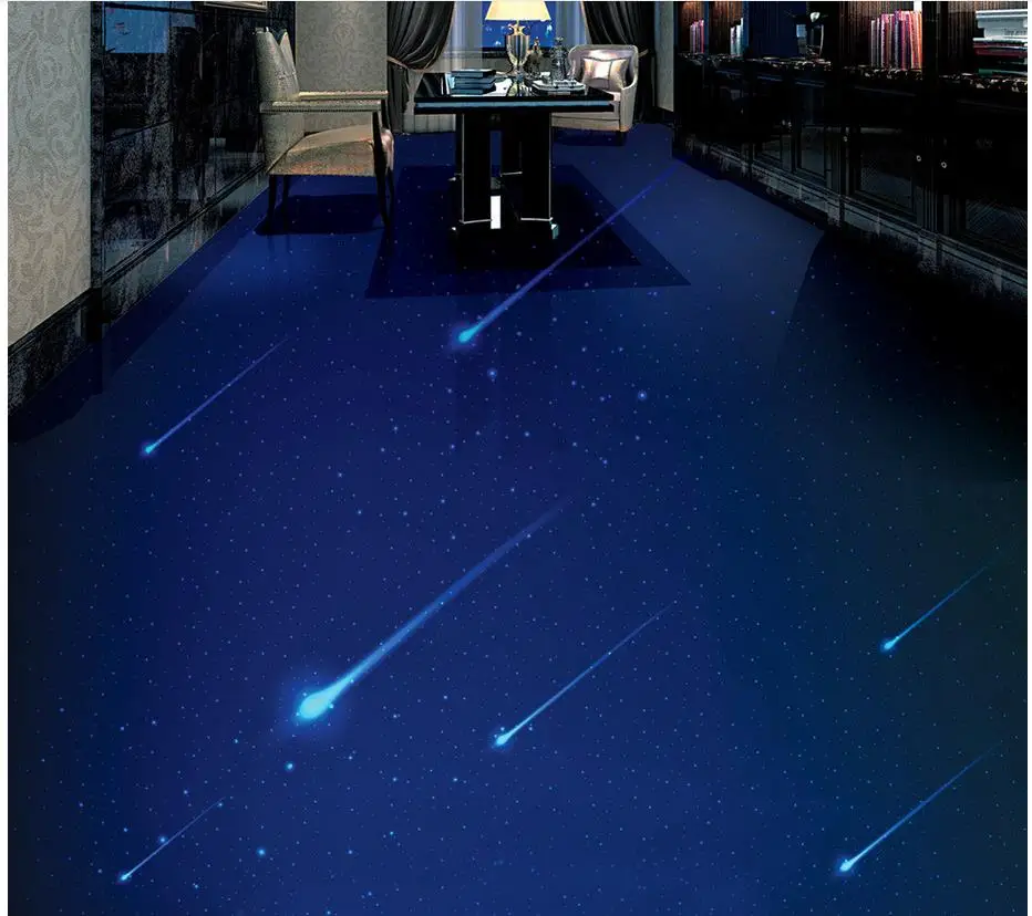 

Custom 3D Painting Floor Wallpaper PVC Adhesive Starry Meteor Shower 3D Bathroom Living Room Floor Modern Sticker 3D Floor