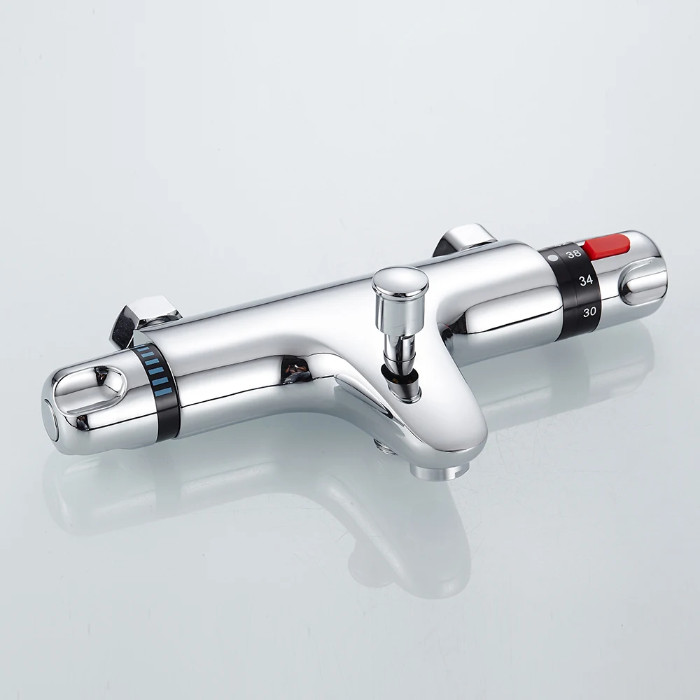 

Stainless Steel Temperature Control Thermostatic Shower Faucet Valve Ceramics Double Handles Hot and Cold Mixer Tap Wall Mounted