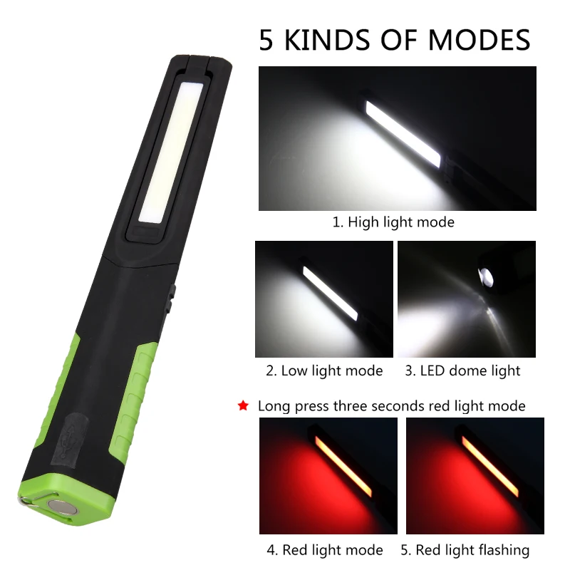 

Portable Lamp USB Rechargeable Multi-function hand emergency light Magnetic COB Lanterna Hanging Flashlight Torch
