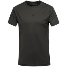 Летняя мужская Спортивная дышащая быстросохнущая футболка с круглым вырезом Тактическая Военная футболка с круглым воротником футболка с коротким рукавом