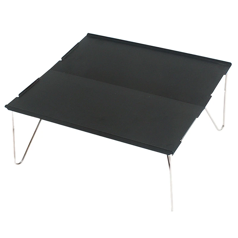 Открытый складной стол прочная алюминиевая пластина портативный стол легкий мини мебель для барбекю кемпинга пикника пешего туризма - Цвет: Black