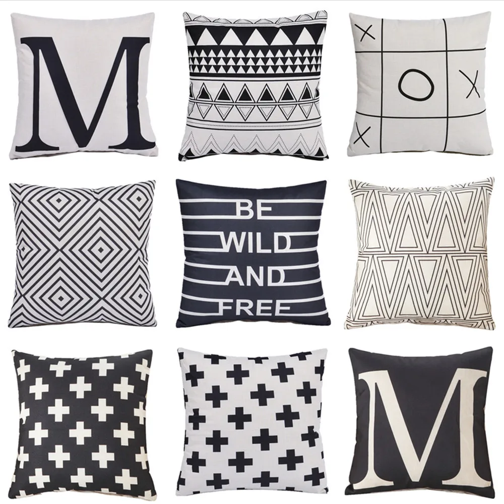 45x45 cm الأسود هندسية غطاء الوسادة القطن الكتان المنزل مكتب سيارة مقعد أريكة كرسي الزخرفية رمي المخدة 45x45 cm الأسود هندسية غطاء الوسادة القطن الكتان المنزل مكتب سيارة مقعد أريكة كرسي الزخرفية رمي المخدة