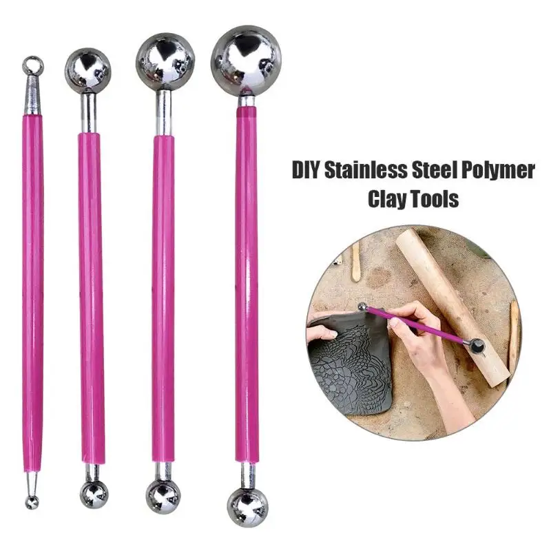 

4pcs DIY Stainless Steel Polymer Clay Tools Modeling Carving Sculpture Toy