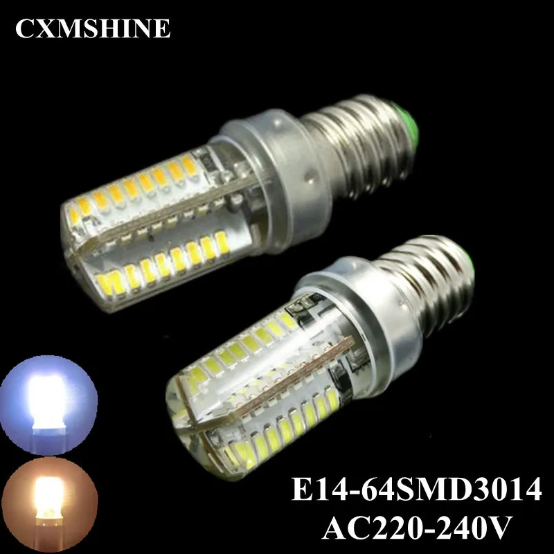 

10pcs/lot E14 LED Lamp Bulb 64leds 3014SMD AC220-240V 4W Led Lighting replace Halogen for Spotlight Chandelier Warm white/ White