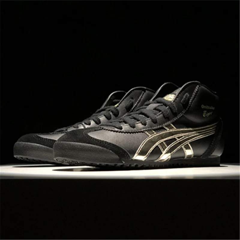 Оригинальный ONITSUKA TIGER MEXICO 66 Для мужчин женская обувь черного цвета золото мужской
