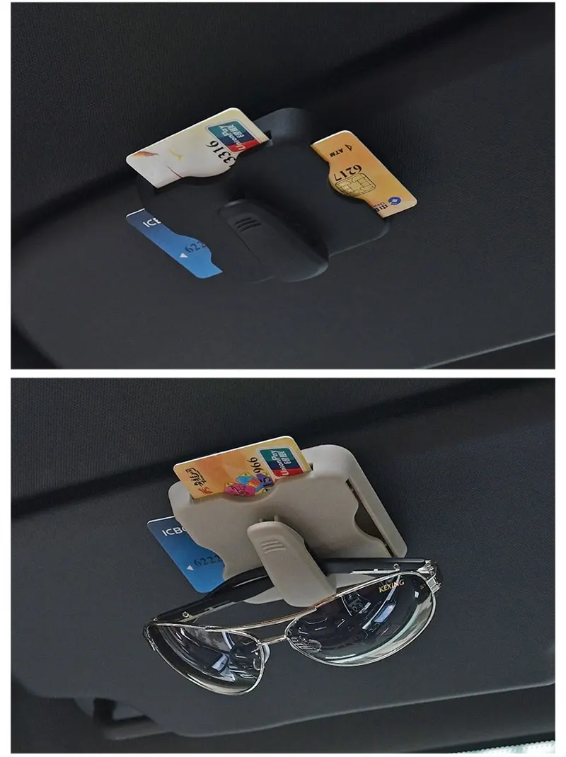 Car Sunglasses Holder Sun Visor Clips Card Organizer Bags Sun Glasses Case Box Stowing Tidying Storage Interior Car Accessories (9)