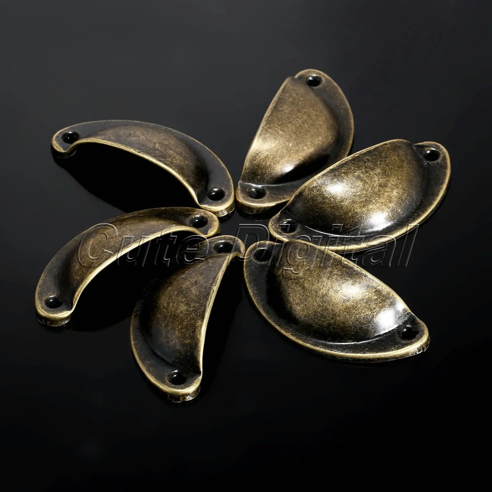 6pcs Cabinet Hardware Vintage Handles Shell Jewelry Box Pulls Cabinet Cupboard Dresser Drawer Pull Door Handle for Furniture