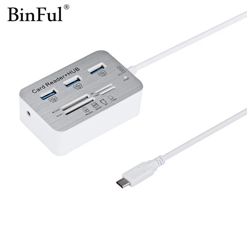 

BinFul USB C Hubs 3.0 Multifunction USB Type-C With 3 Ports MS/M2/ SD/TF Card Reader All In One For MacBook Pro usb-c hub 3.0