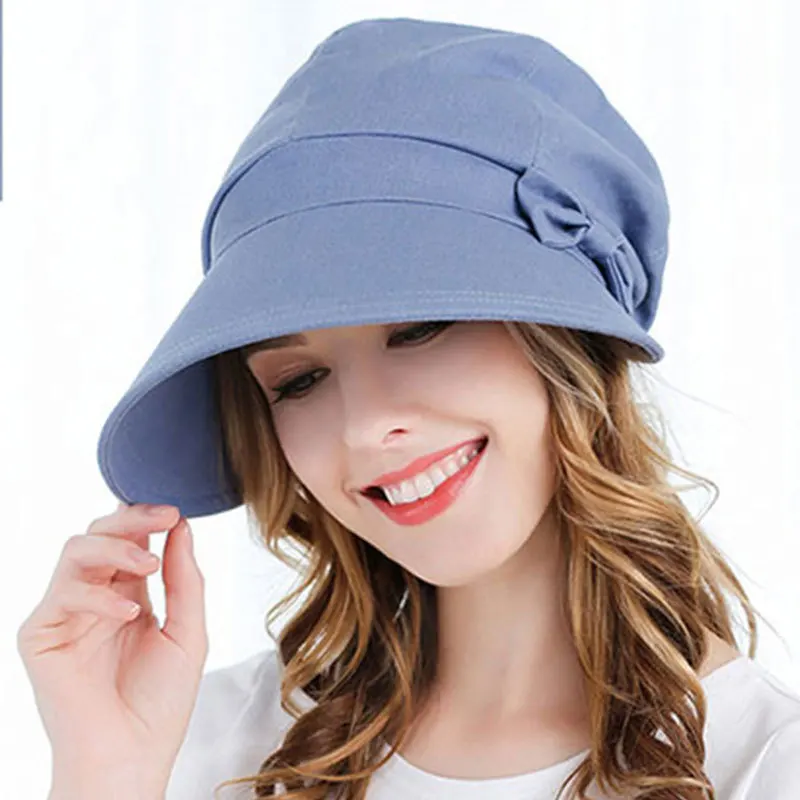 Cotton and Linen Ponytail Sun Hat Female Summer Fashion Bowknot Newsboy