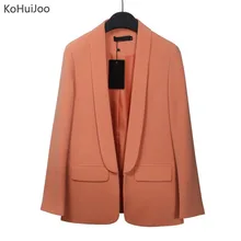 KoHuiJoo женские весенние элегантные офисные блейзеры для женщин тонкий воротник с лацканами длинный рукав Бизнес Блейзер Куртка женский желтый