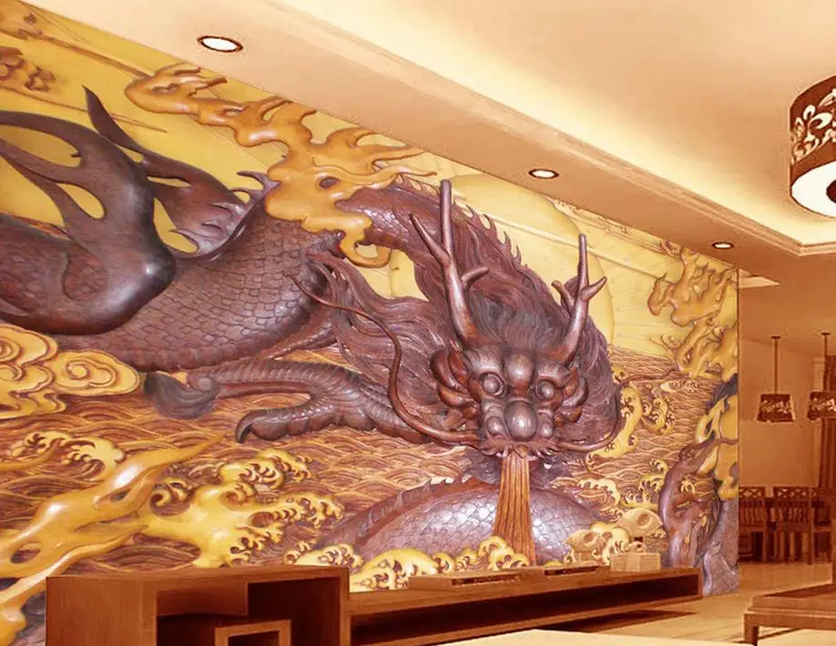 Personnaliser 3d Peintures Murales Home Decor Dragon Sculpture Sur