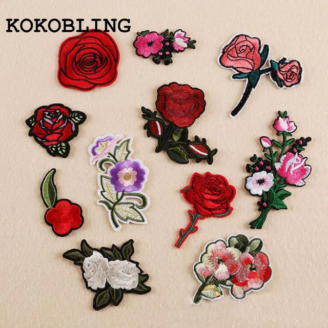 11pcs bag mixed cartoon flowers pattern patch computer embroidery