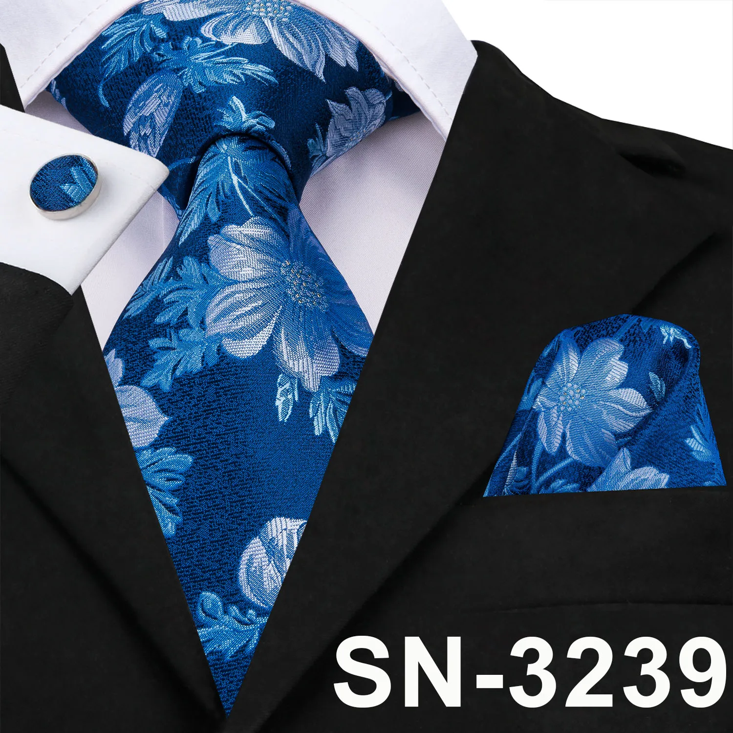 Hi-Tie роскошные шелковые галстуки с рисунком Пейсли Набор Синий Черный Серый шеи носить галстук платок Набор Запонок Модные мужские галстуки - Цвет: SN-3239