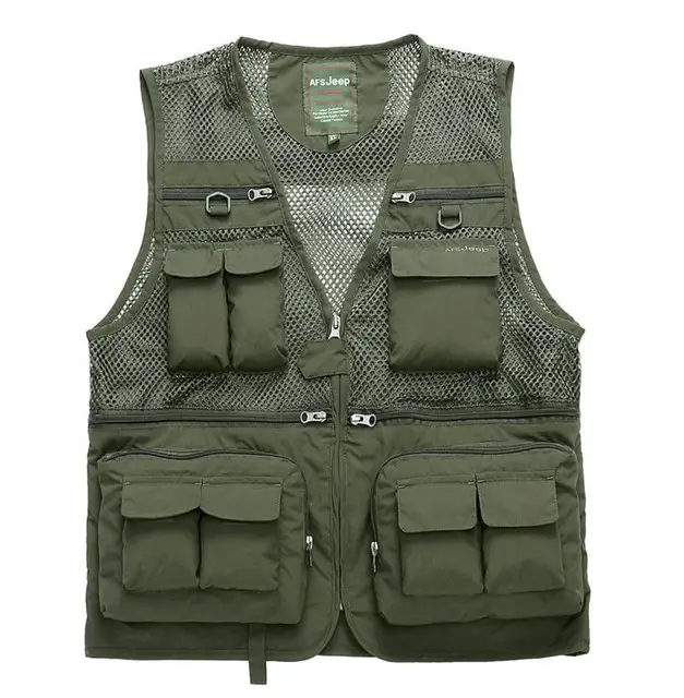 Cameraman Vest Summer Men Reporter Vest Multi pockets Sleeveless Khaki Photographer Male Jackets
