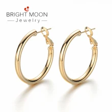 Luna brillante moda nuevos pendientes de aro Punk Color dorado bohemios grandes pendientes de declaración redonda para mujer joyería Vintage(China)