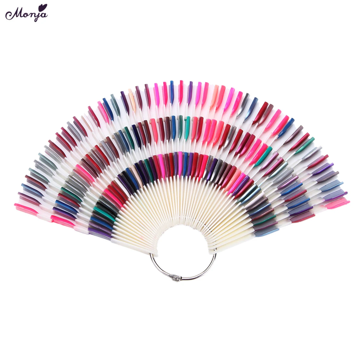 

Monja 150pcs Fan Shaped Nail Art False Tips Polish Gel Color Practice Display Showing Card Sticks