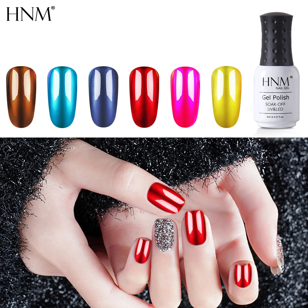 

HNM Titanium Silver Colour Nail Gel Polish Soak Off Nail Varnish Primer UV LED Long Lasting Gel Polish Art Salon Manicure 8ML
