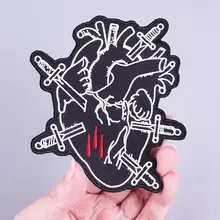 Pulaqi Diy Heart Patches Stripes On Clothes Sewing On Iron-on For T - Shirt Jeans Punk Badge Patches Embroidery On Clothes H logged on