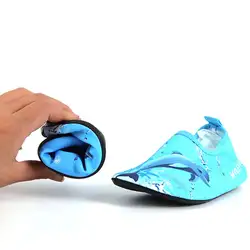 Детская Нескользящая дышащая обувь с принтом дельфина, Гибкая эластичная быстросохнущая уличная спортивная одежда
