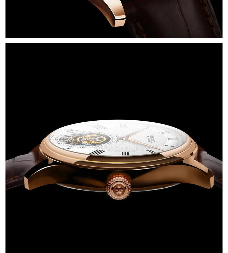 Лидирующий бренд Uhonour полый турбийон движение мужские t мужские наручные часы Роскошный пояс из крокодиловой кожи мужские механические часы ST8000 High End