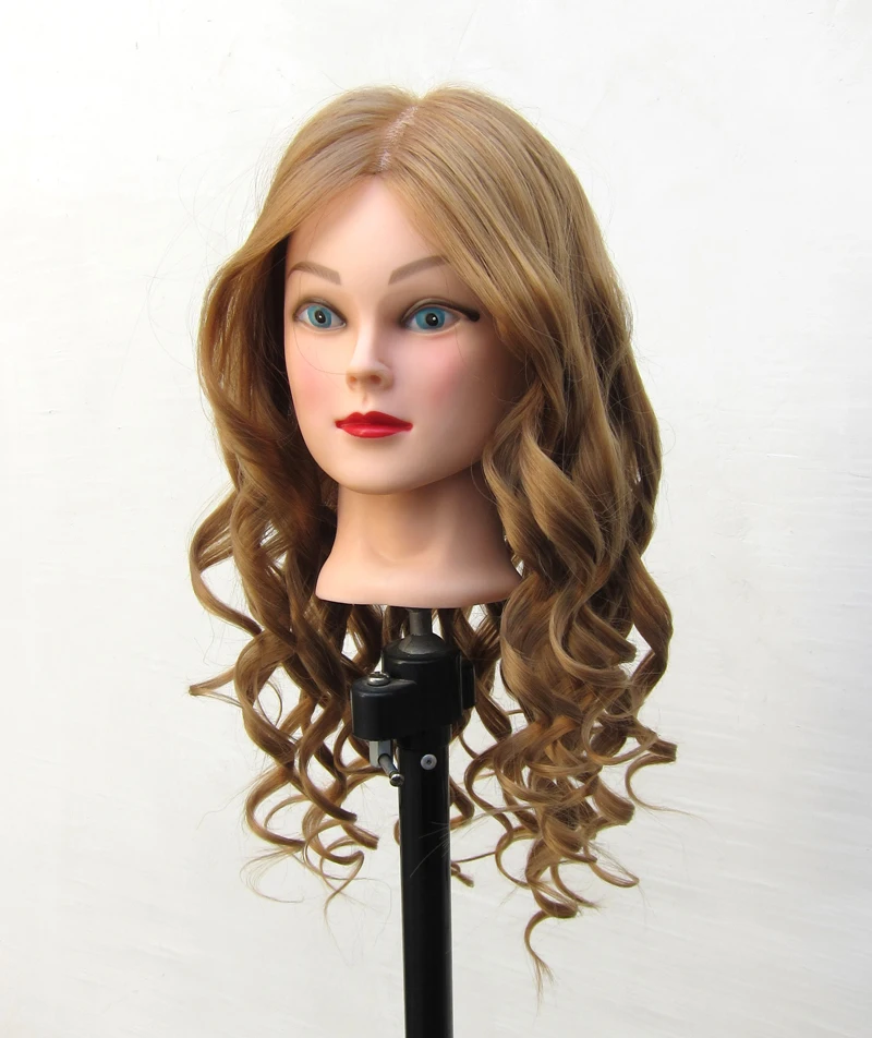 free shiping 80 real hair 22"training heads mannequin head 27 iron