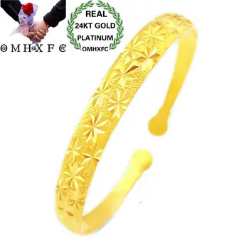 

OMHXFC Wholesale European Fashion Woman Girl Party Birthday Wedding Gift Full Stars Beads 24KT Gold Open Bangles Bracelets BE109