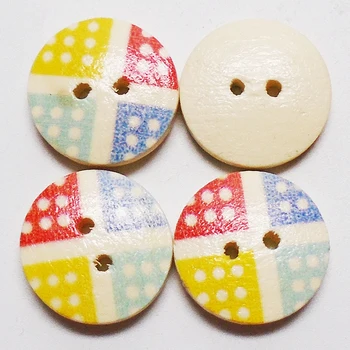 

ZIEENE 1000PCs Round 18mm Painting 4 Colors CMYK Wooden Button Sewing Scrapbooking For Kids Clothes Handmade Hat Natural 2 Holes