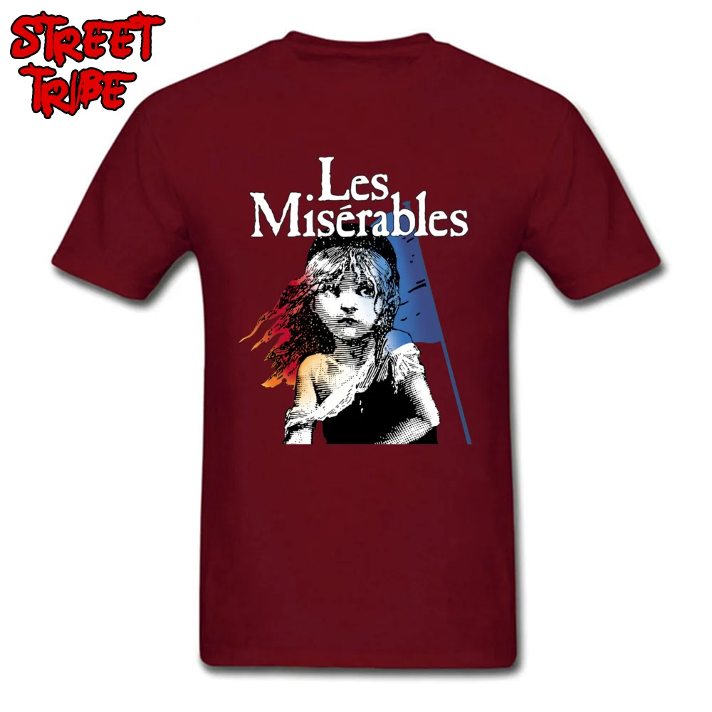 Tops Tees Les Miserables 7208 Labor Day Wholesale Print Short Sleeve Pure Cotton Crewneck Student T Shirts Print Tee Shirts Les Miserables 7208 maroon
